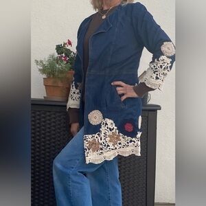 Chadwick’s of Boston Collectibles Lace/Crochet Detail Denim Jacket sz Med